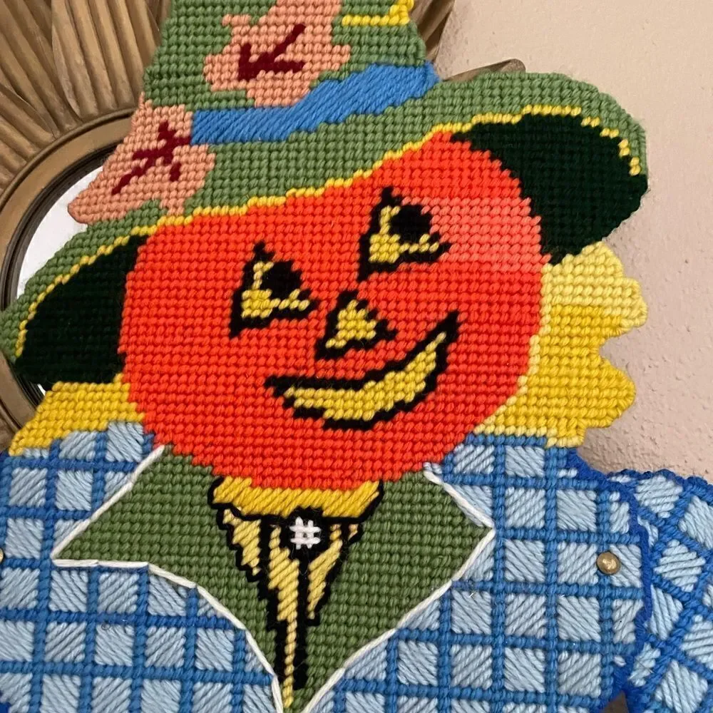 Vintage Fall Harvest Scarecrow Jointed Yarn Hobbyist Piece 3 Feet Long AMAZING!!